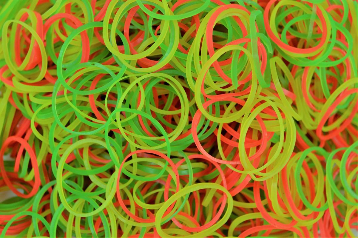 Red green yellow rubber bands wholesale India