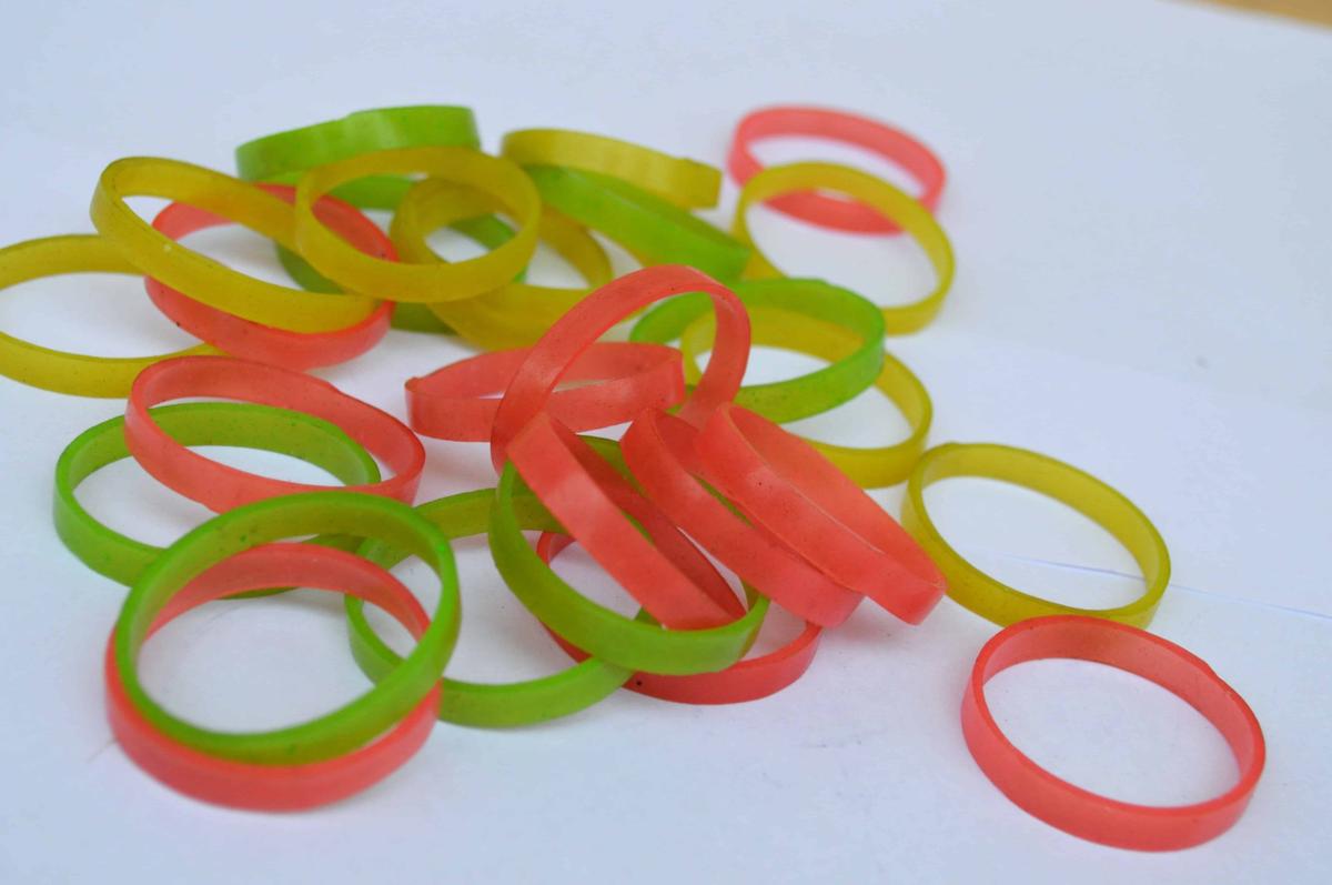 Premium rubber bands white background product shot