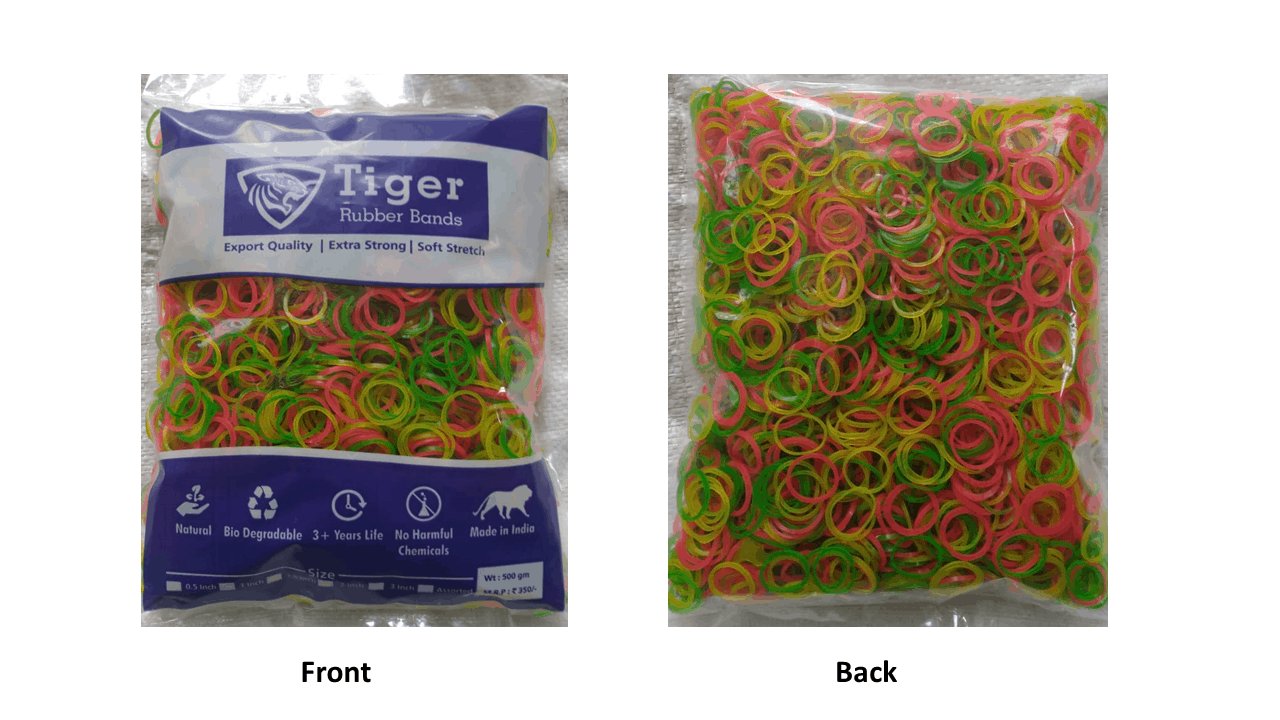Tiger brand retail rubber band pack 500g